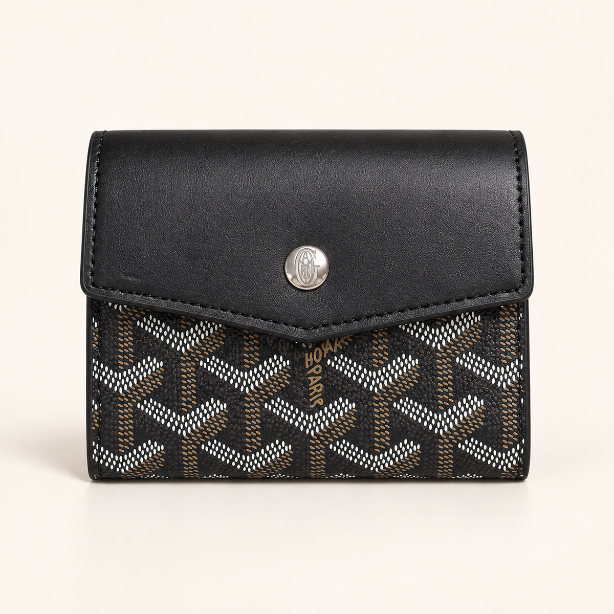 Portefeuille compact à rabat — Noir