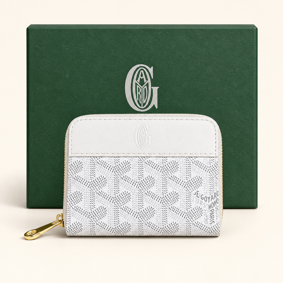 Portefeuille compact zippé — Blanc