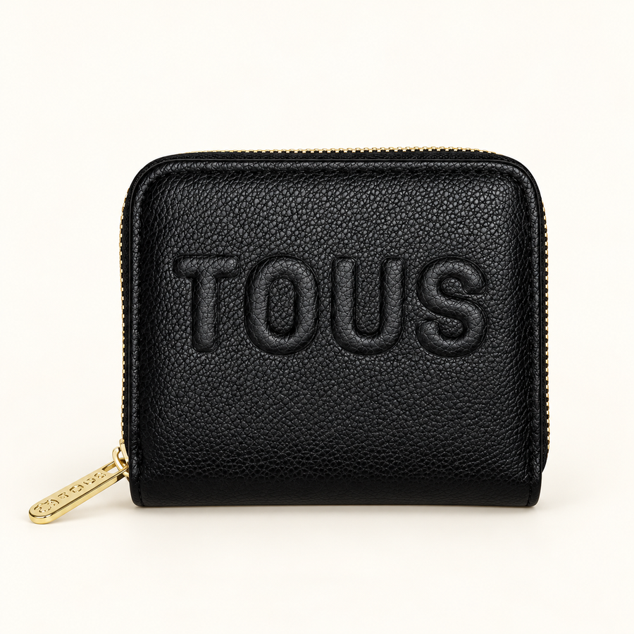Portefeuille compact zippé — Noir