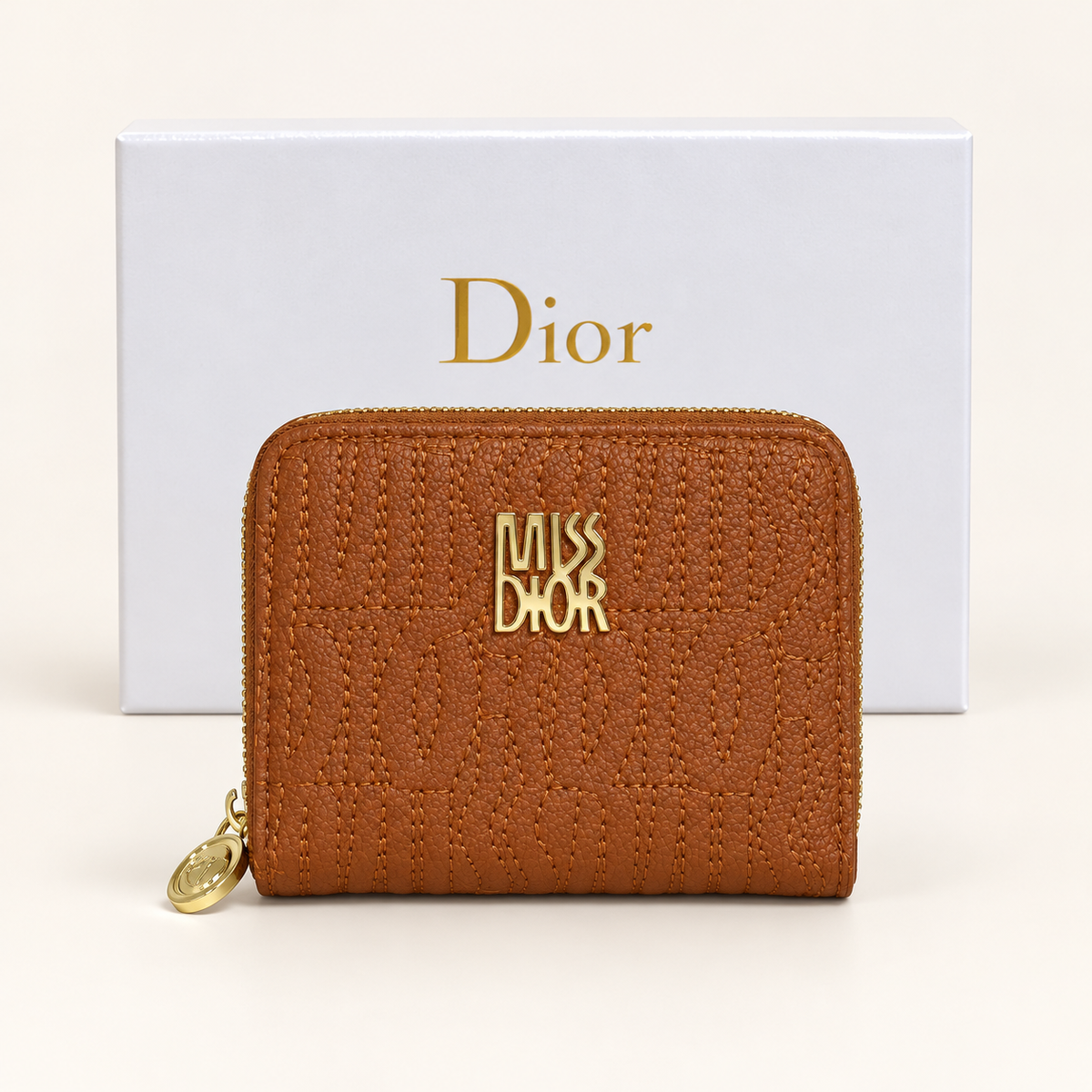 Portefeuille zippé motif signature — Camel