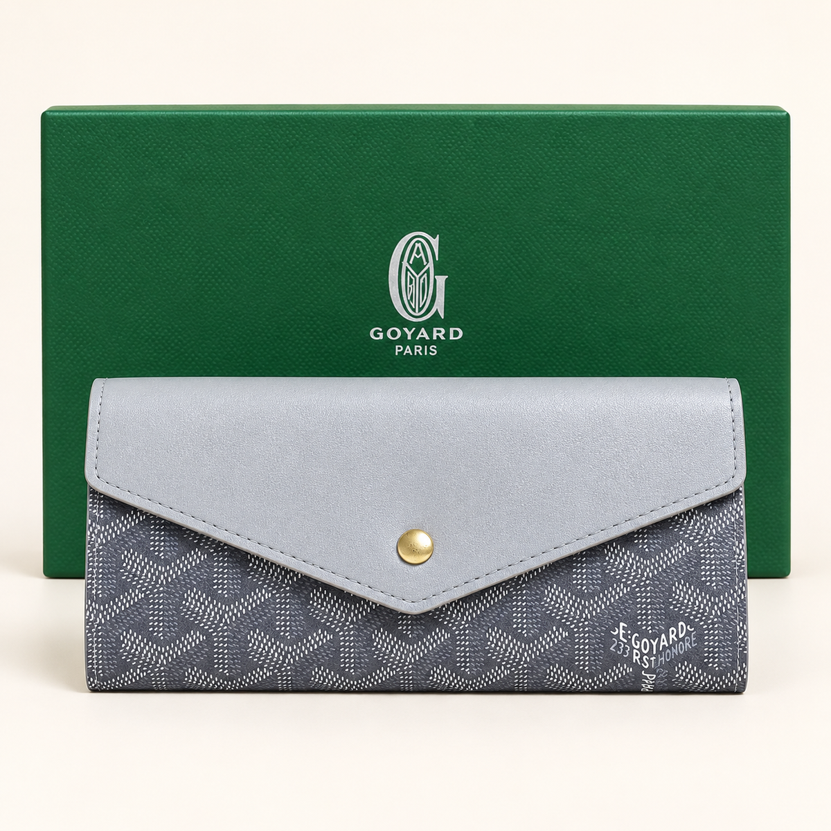 Portefeuille long à rabat — Gris clair
