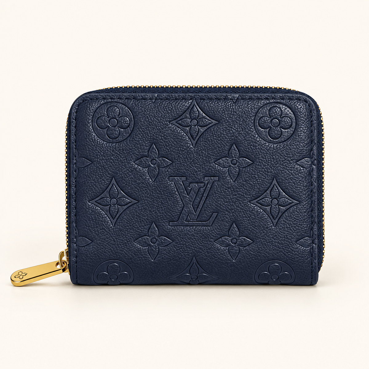 Portefeuille zippé monogramme embossé — Bleu marine